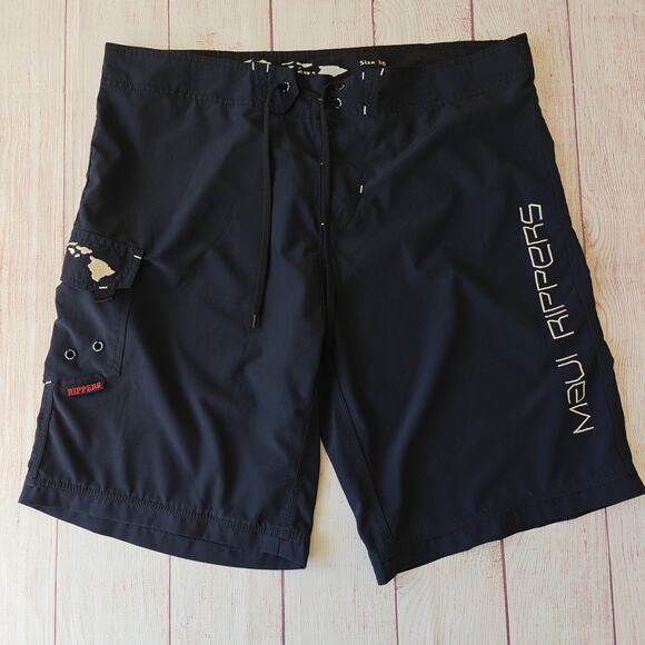 Maui Rippers Core 4-Way Stretch Black Boardshorts sz 36 - Picture 6 of 16
